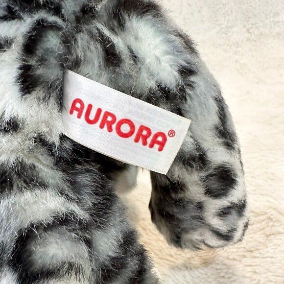 Aurora Babies 11” Snow Leopard Cub Black and Grey Realistic Plush Stuffed Animal - Picture 3 of 6